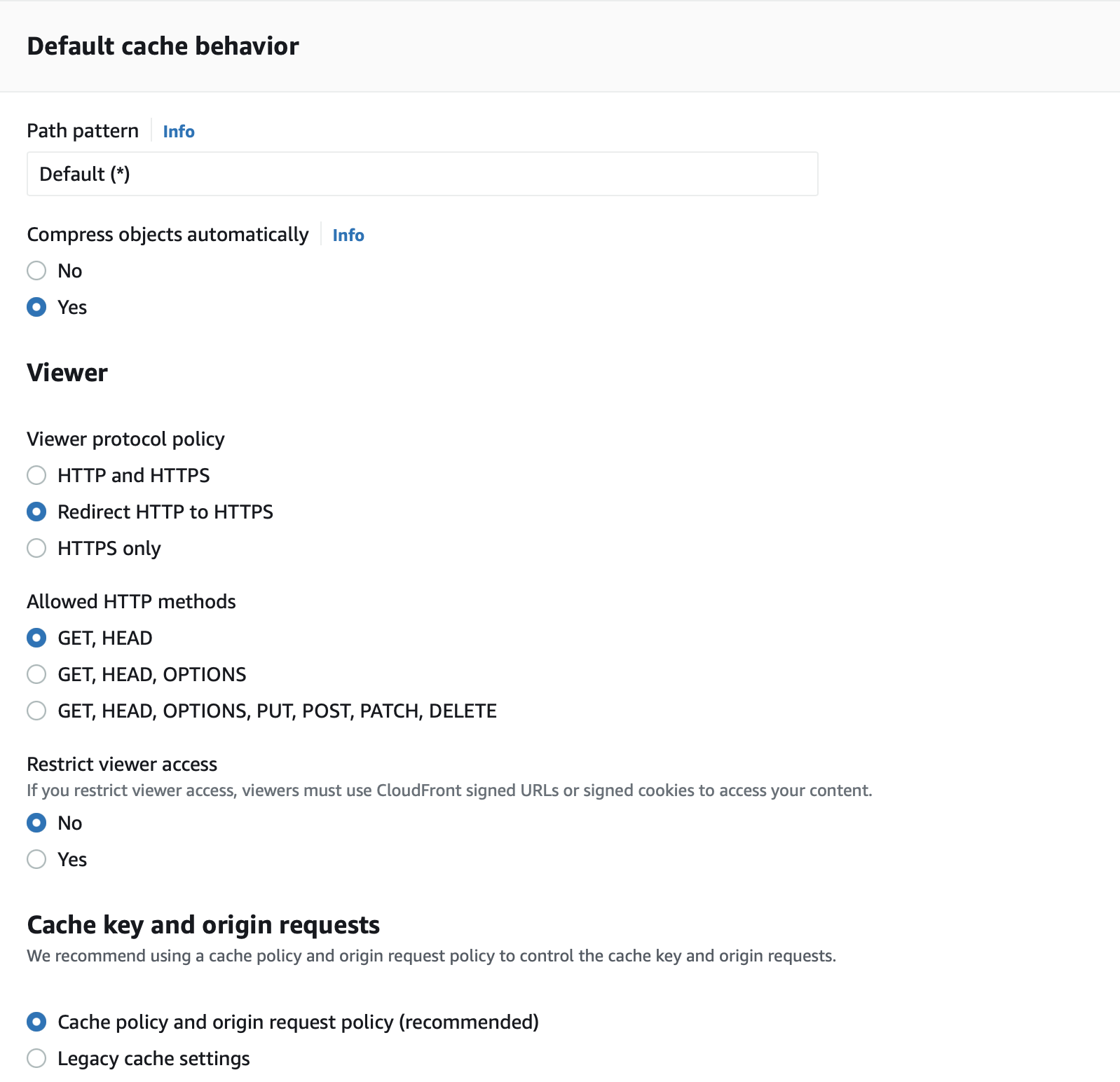 AWS CloudFront Default Cache Behavior